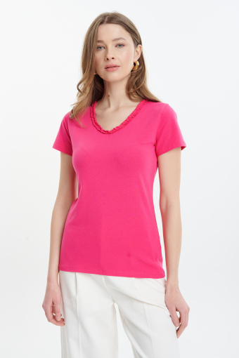 Top v-neck w kolorze fuksji Top v-neck w kolorze fuksji