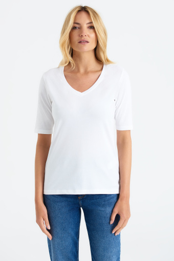 Klasyczny, biały top z dekoltem w serek