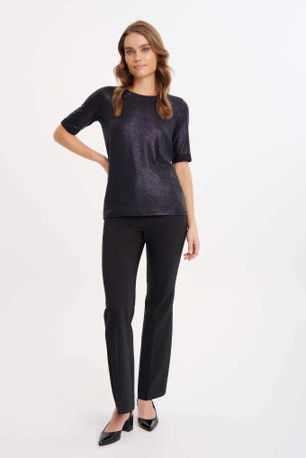 Połyskujący, czarny top