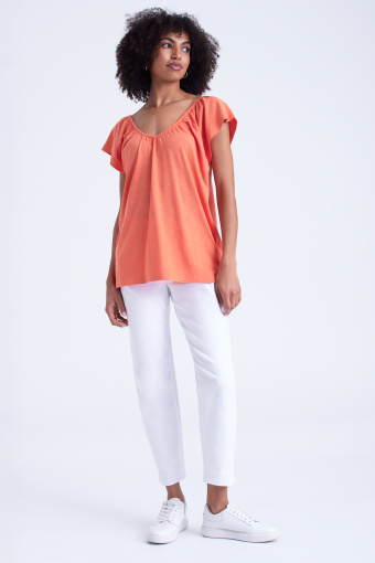 Koszulka z marszczonym dekoltem Koszulka z marszczonym dekoltem