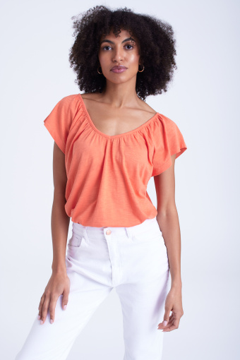 Koszulka z marszczonym dekoltem Koszulka z marszczonym dekoltem