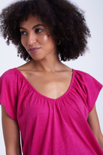 Różowa koszulka z bawełny i modalu Różowa koszulka z bawełny i modalu