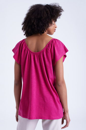 Różowa koszulka z bawełny i modalu Różowa koszulka z bawełny i modalu
