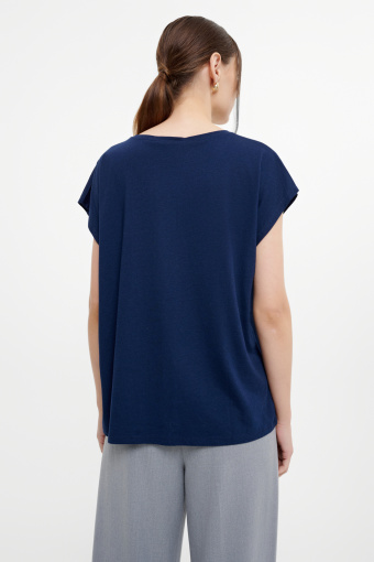 Granatowy top z nadrukiem
