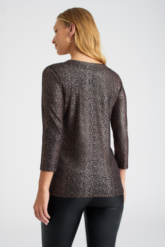 Elegancki, połyskujący top w kolorze miedzi