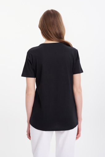 Luźny top z błyszczącą grafiką