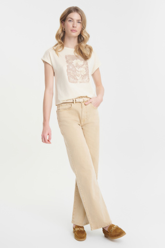 Beżowy top z grafiką Beżowy top z grafiką