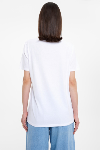 Biały T-shirt z nadrukiem na środku Biały T-shirt z nadrukiem na środku