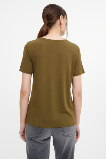 Bawełniany top khaki z nadrukiem  Bawełniany top khaki z nadrukiem
