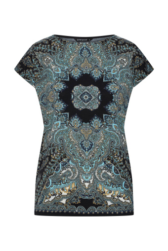 Czarny top z nadrukiem paisley