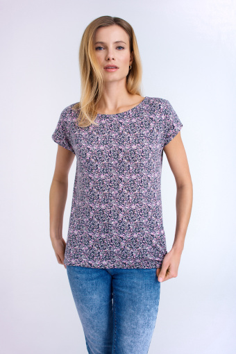 Przewiewny top z malarskim nadrukiem w kwiaty Przewiewny top z malarskim nadrukiem w kwiaty