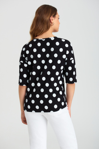 Top z nadrukiem w groszki, rękaw do łokcia Top z nadrukiem w groszki, rękaw do łokcia