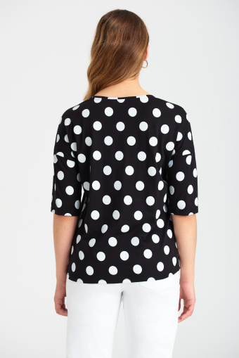 Top z nadrukiem w groszki, rękaw do łokcia Top z nadrukiem w groszki, rękaw do łokcia