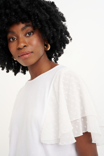 Top z rękawami typu motylki biały