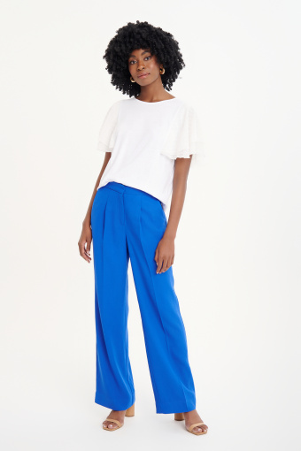 Top z rękawami typu motylki biały