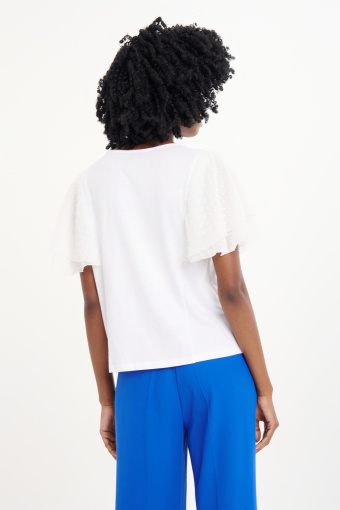 Top z rękawami typu motylki biały