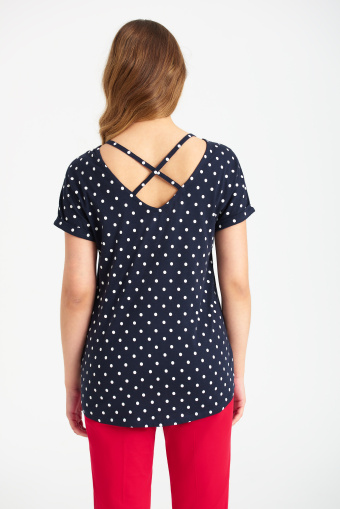 Top z nadrukiem w groszki, wycięcie na plecach