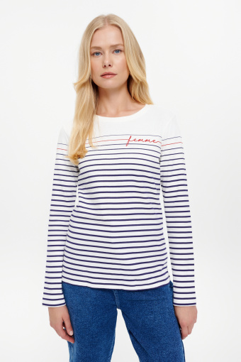 Dopasowany top z granatowe paski