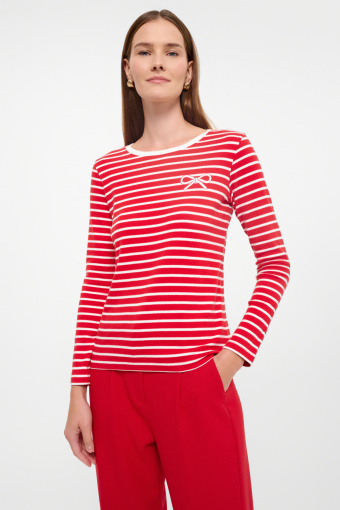 Czerwony bawełniany longsleeve w paski