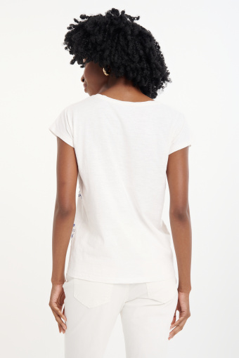 Biały luźny top z błękitny wzór Biały luźny top z błękitny wzór