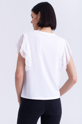 Biały top  z dekoracyjnymi rękawami