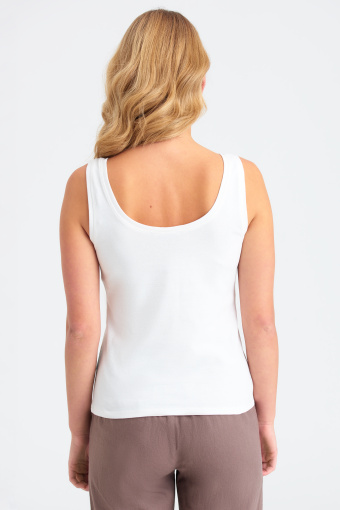 Bawełniany top na ramiączkach, biały