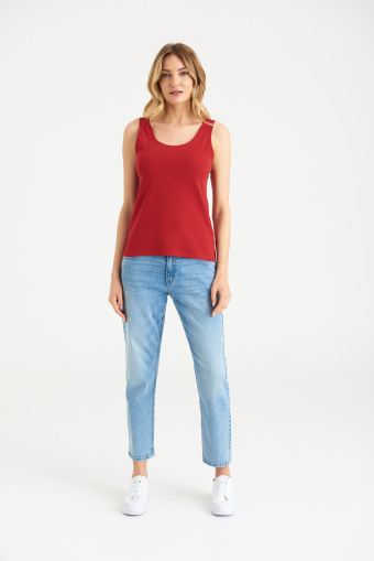 Dopasowany top na ramiączkach, czerwony Dopasowany top na ramiączkach, czerwony