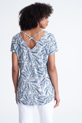 Luźny top z nadrukiem typu tropic