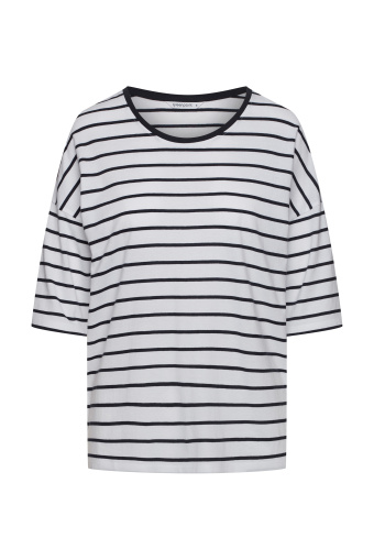 Basicowy top  w granatowe paski