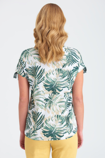 Biały top z nadrukiem w tropikalne liście