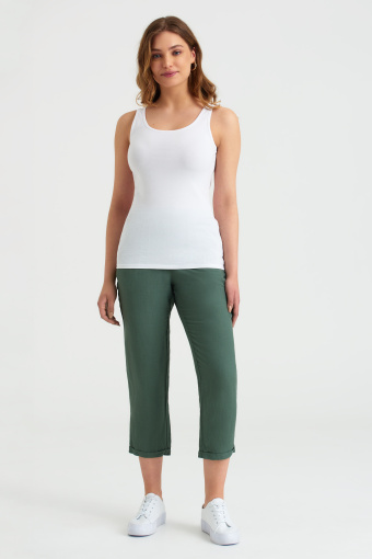 Bawełniany, biały top na szerokich ramiączkach