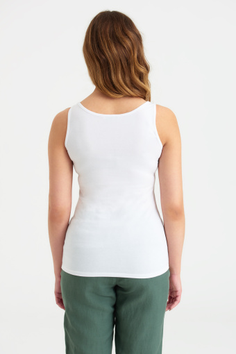 Bawełniany, biały top na szerokich ramiączkach