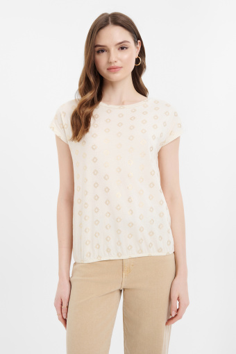 Stylowy top z połyskującym nadrukiem