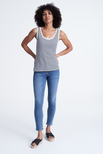 Biało-czarny top w drobne paski