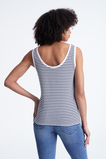 Biało-czarny top w drobne paski