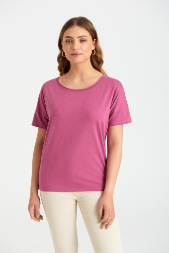 Luźny top w kolorze ciemnego różu