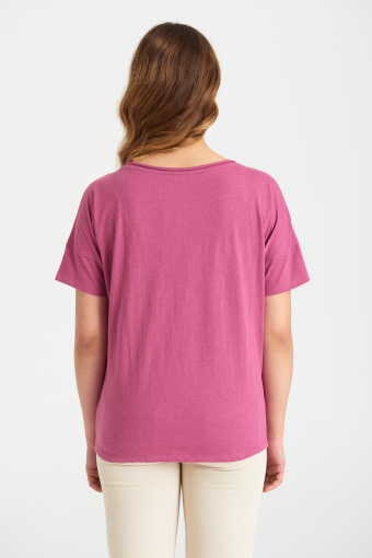 Luźny top w kolorze ciemnego różu