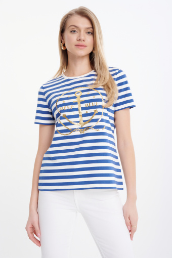 Marynarski top ze złotą kotwicą