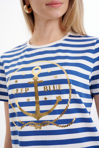 Marynarski top ze złotą kotwicą