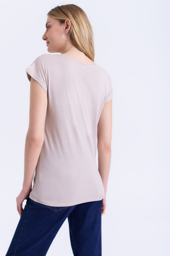 Beżowy top z motywem zebry