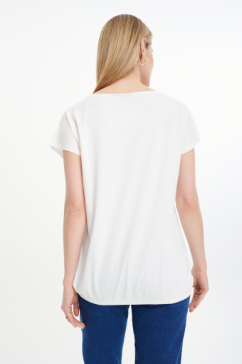 Biały luźny top z nadrukiem w paski Biały luźny top z nadrukiem w paski