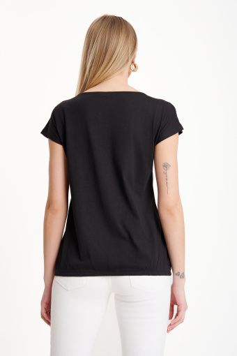 Czarny top z nadrukiem w liście monstery Czarny top z nadrukiem w liście monstery