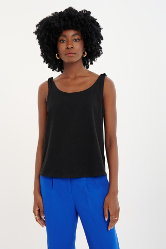 Bawełniany top na ramiączkach czarny Bawełniany top na ramiączkach czarny