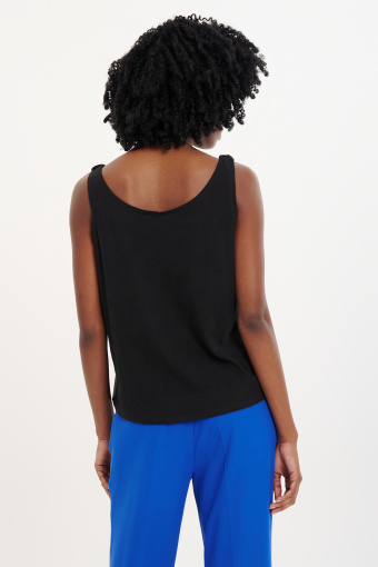 Bawełniany top na ramiączkach czarny Bawełniany top na ramiączkach czarny