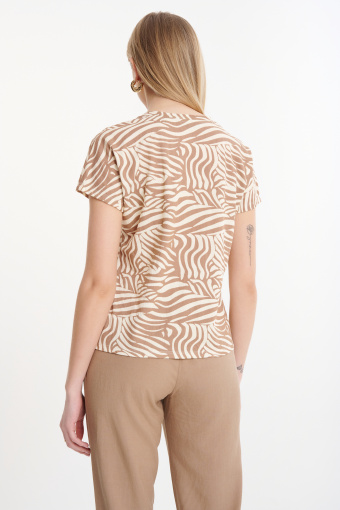 Stylowy top ze zwierzęcym printem wiązany u dołu