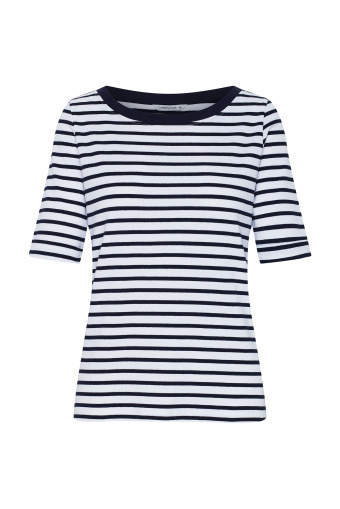 Klasyczny top w paski z lamówką przy dekolcie Klasyczny top w paski z lamówką przy dekolcie