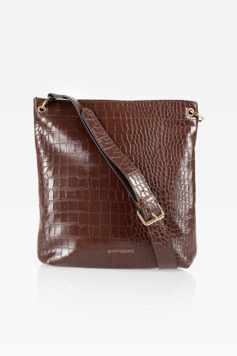 Lakierowana torebka z motywem skóry krokodyla