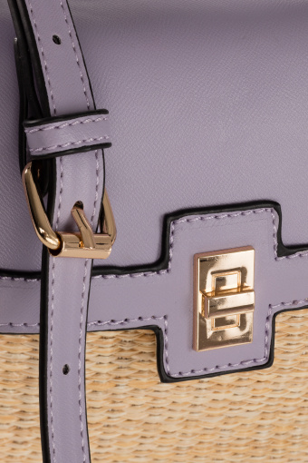 Beżowo-lawendowa torebka z rafii