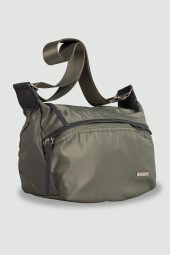 Torebka w oliwkowym kolorze z kieszenią z przodu