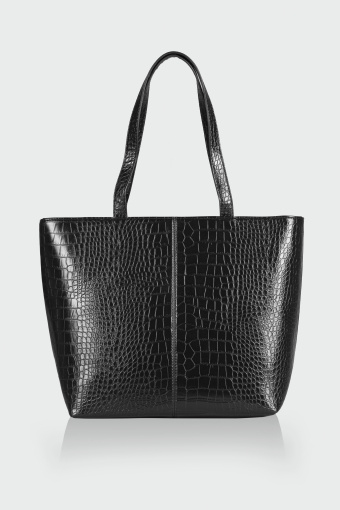 Torebka z tłoczonej skóry ekologicznej, czarna